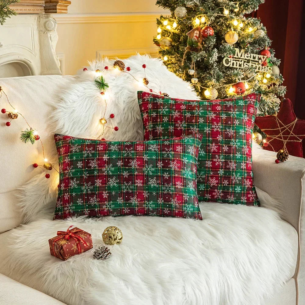 Kerst Plaid Kussenhoes met Sneeuwvlokmotief
