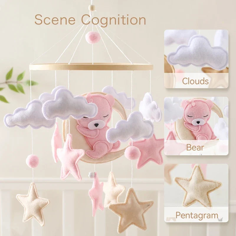Houten Baby Mobiel Met Vilten Beren