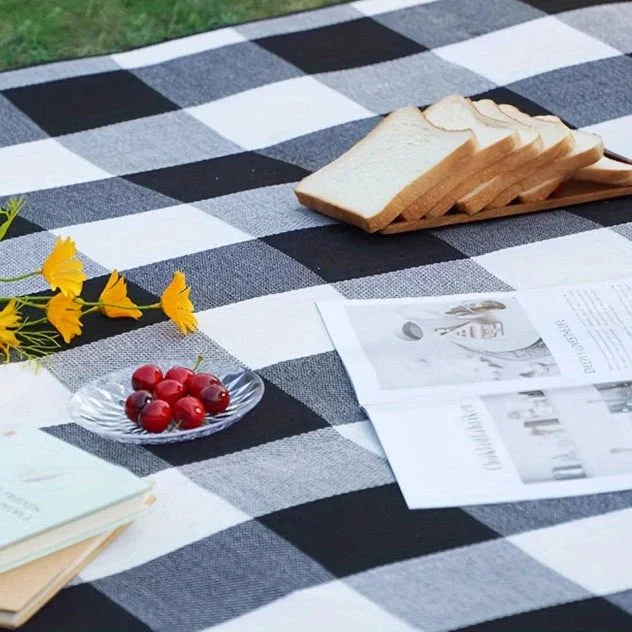 Opvouwbare geruite picknickdeken met draagriem