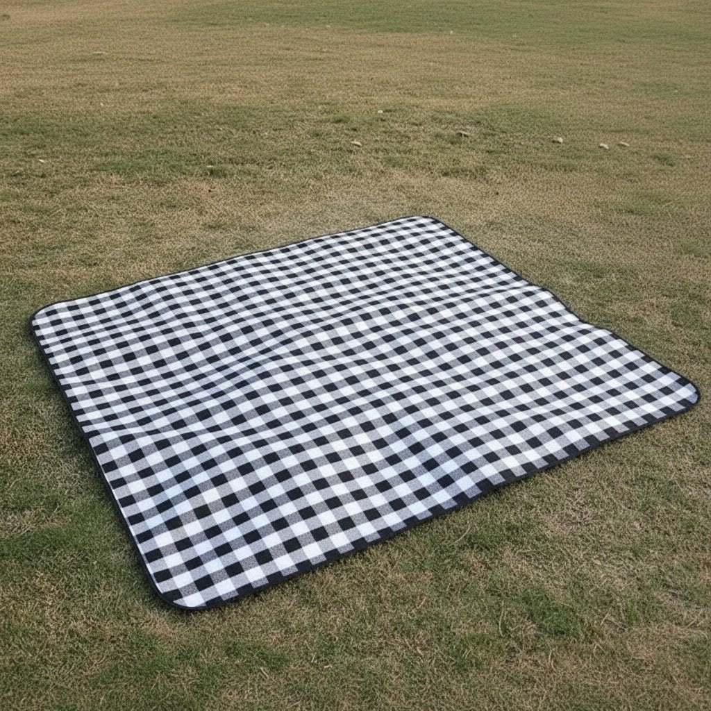 Opvouwbare geruite picknickdeken met draagriem