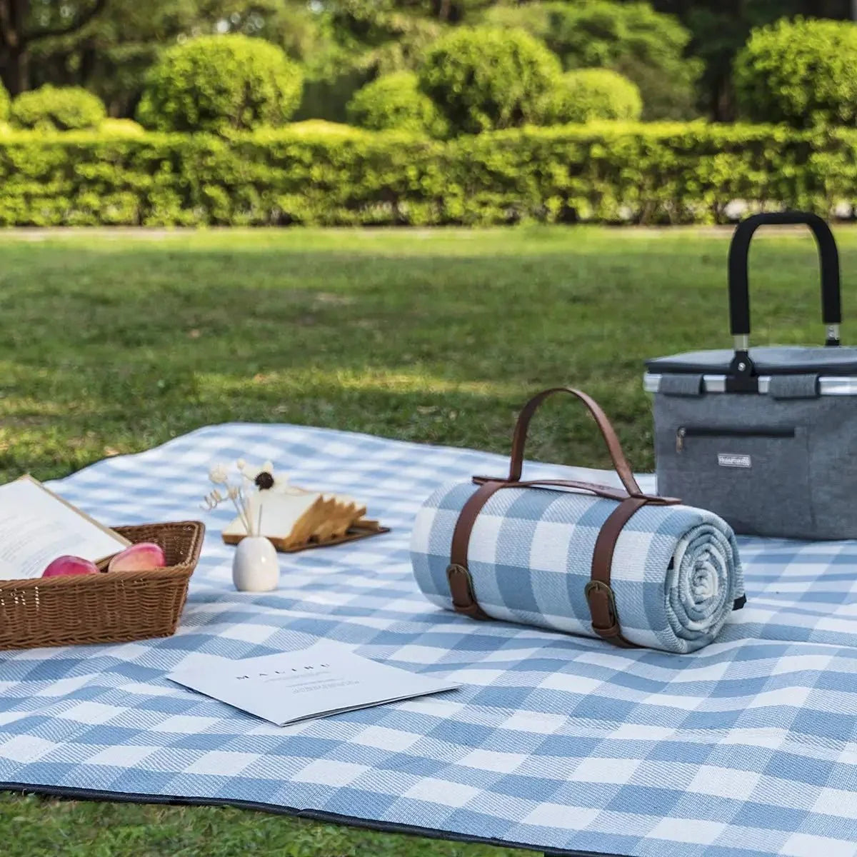 Opvouwbare geruite picknickdeken met draagriem