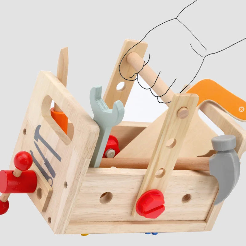 Montessori houten gereedschapskist bouwspeelgoed