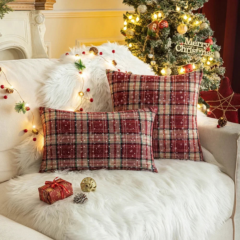 Kerst Plaid Kussenhoes met Sneeuwvlokmotief
