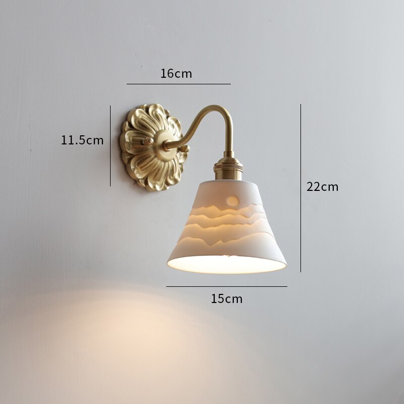 Vintage Koperen Wandlamp Met Matglazen Kap
