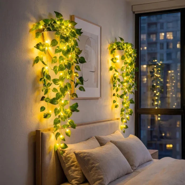 Klimoplamp in plantenbak met ledlicht