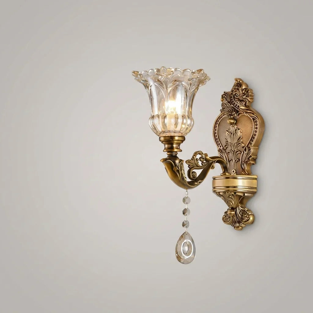 Vintage verstelbare wandlamp messing