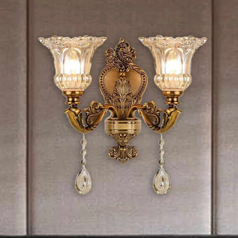 Vintage verstelbare wandlamp messing