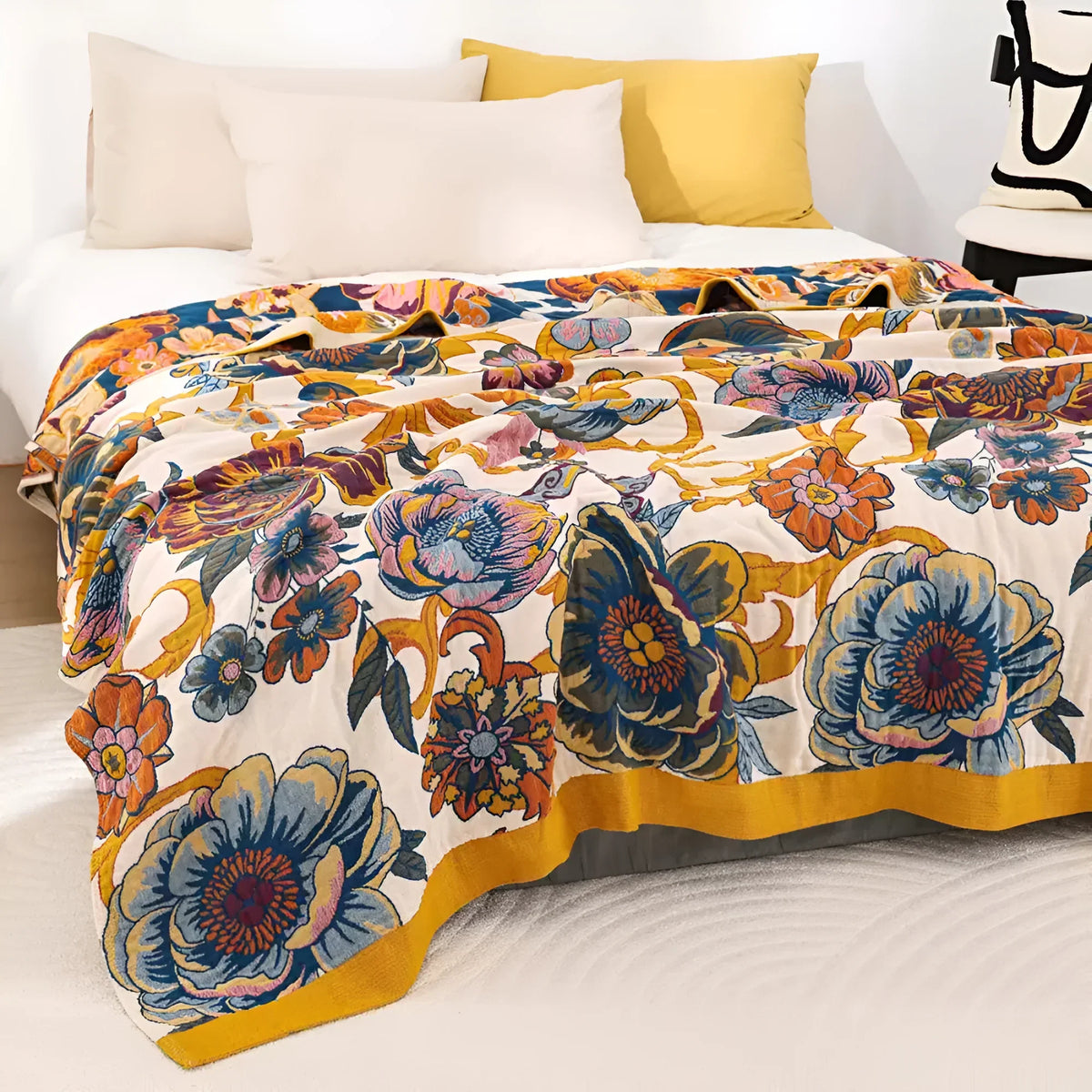 Omkeerbare Katoenen Deken met Bloemenprint