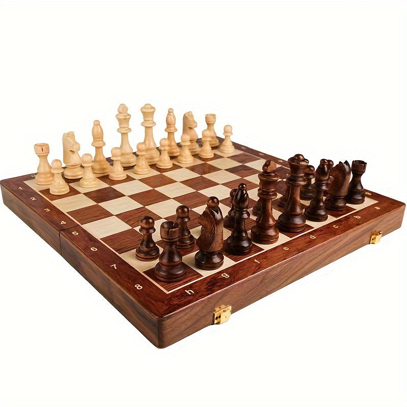 Houten schaakset met opklapbaar bord