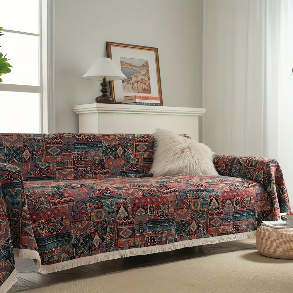 Bohemian chenille bankhoes met franjes