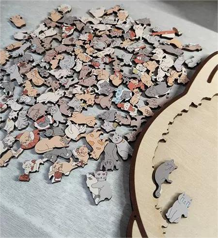Kattenvormige houten legpuzzel 135 stukjes