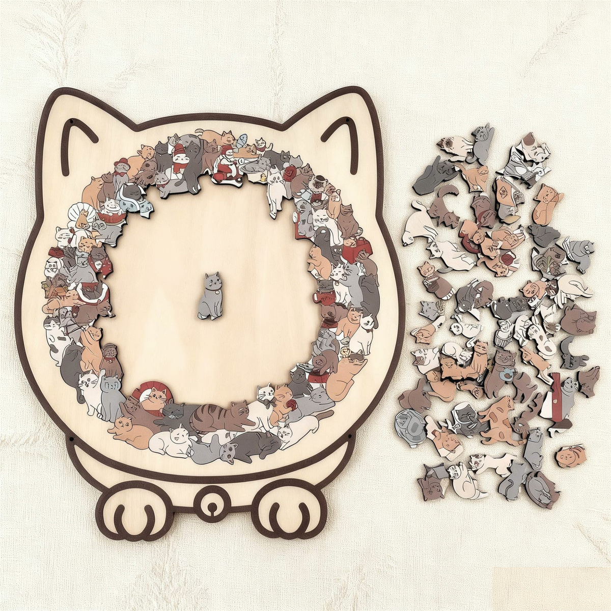Kattenvormige houten legpuzzel 135 stukjes