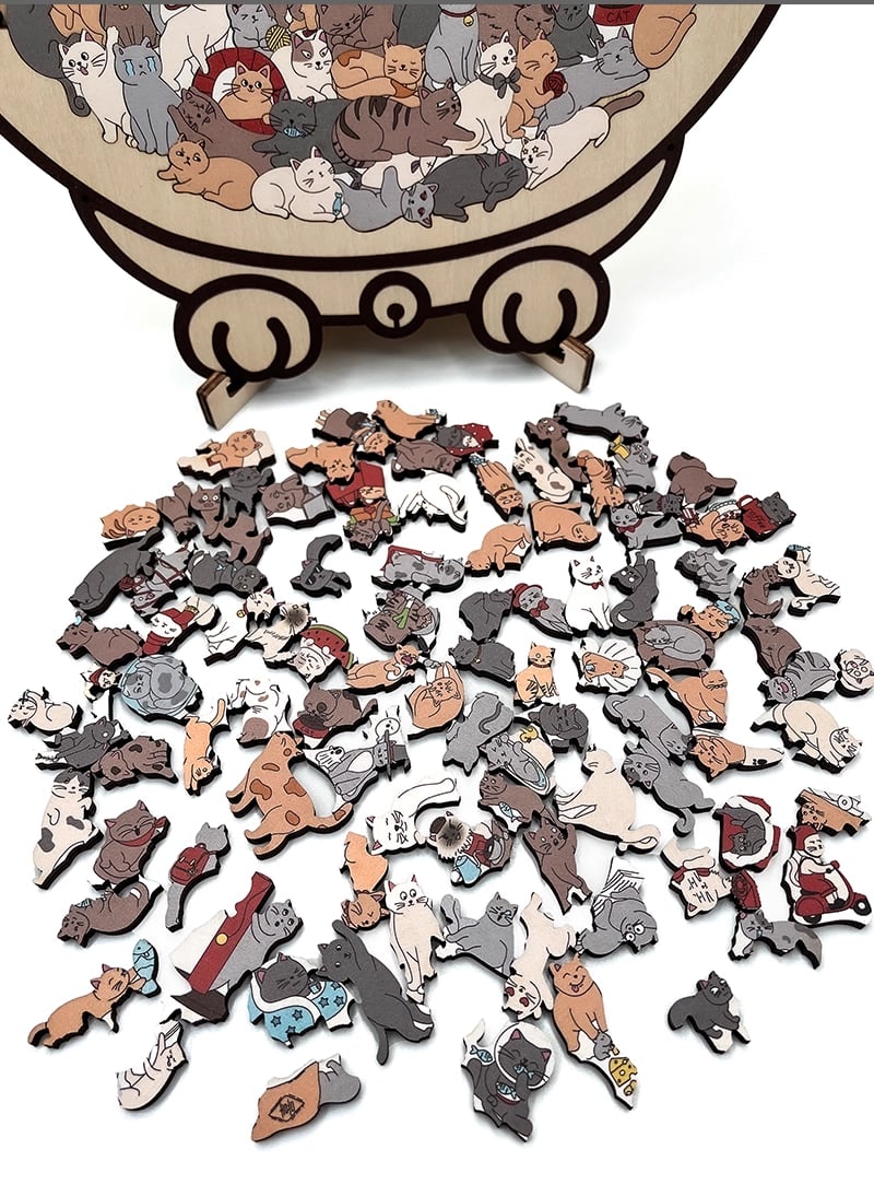 Kattenvormige houten legpuzzel 135 stukjes