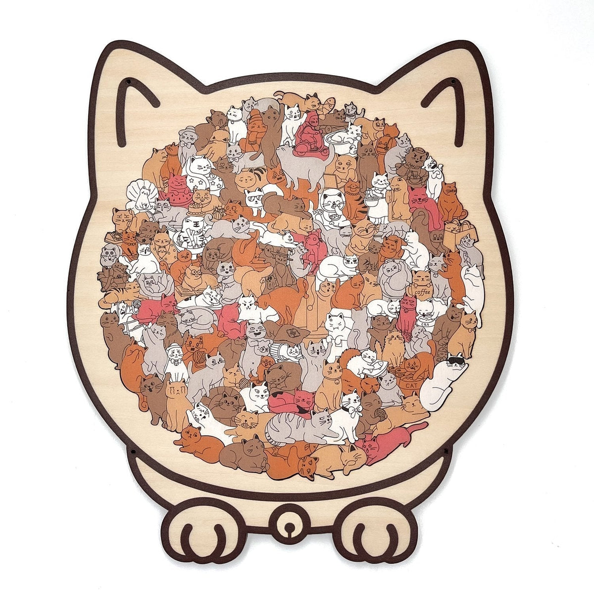 Kattenvormige houten legpuzzel 135 stukjes