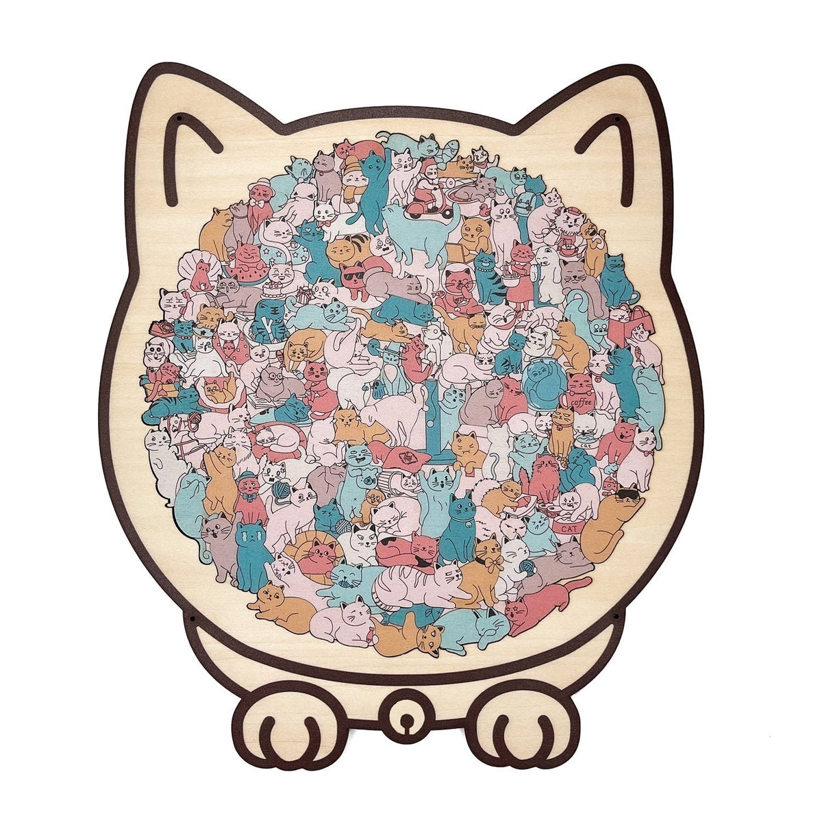 Kattenvormige houten legpuzzel 135 stukjes