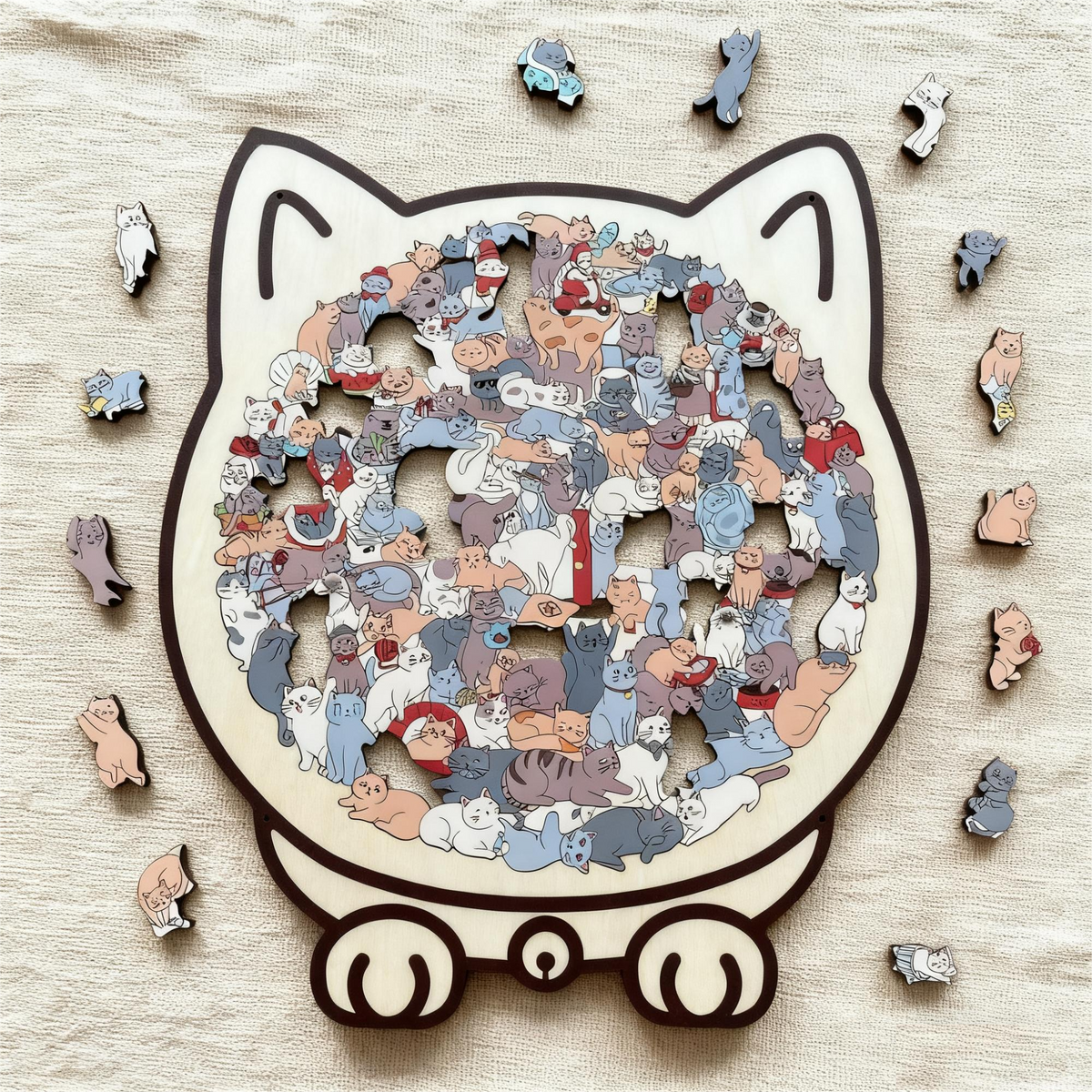 Kattenvormige houten legpuzzel 135 stukjes