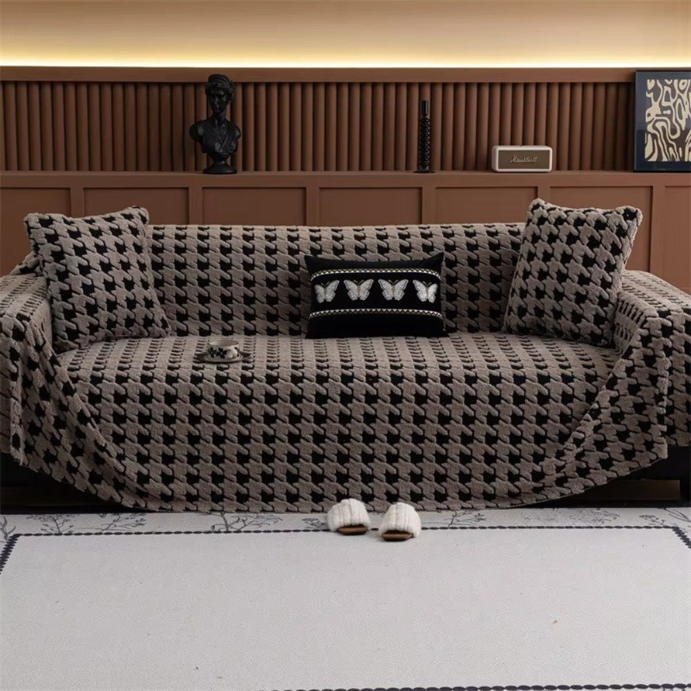 Houndstooth pluche bankhoes