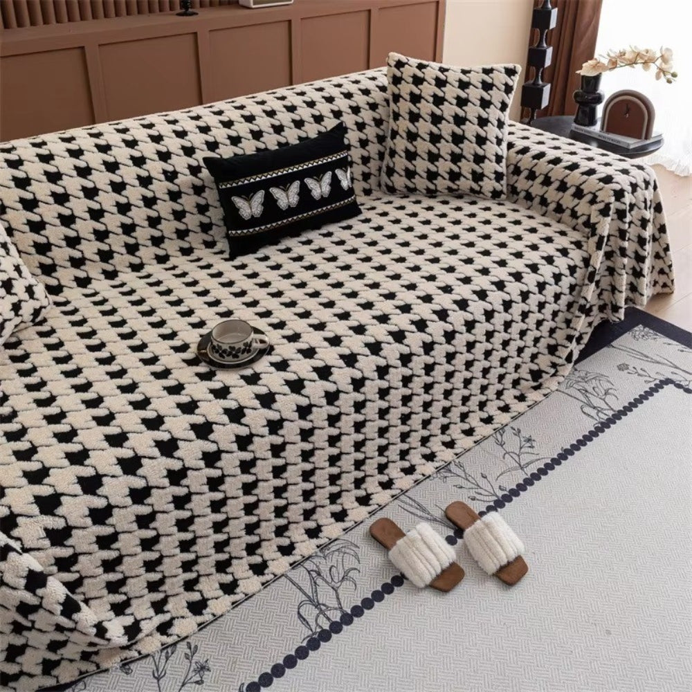 Houndstooth pluche bankhoes