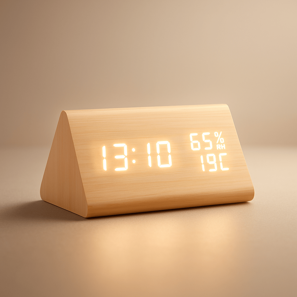 Digitale Houten Wekker met Temperatuurweergave