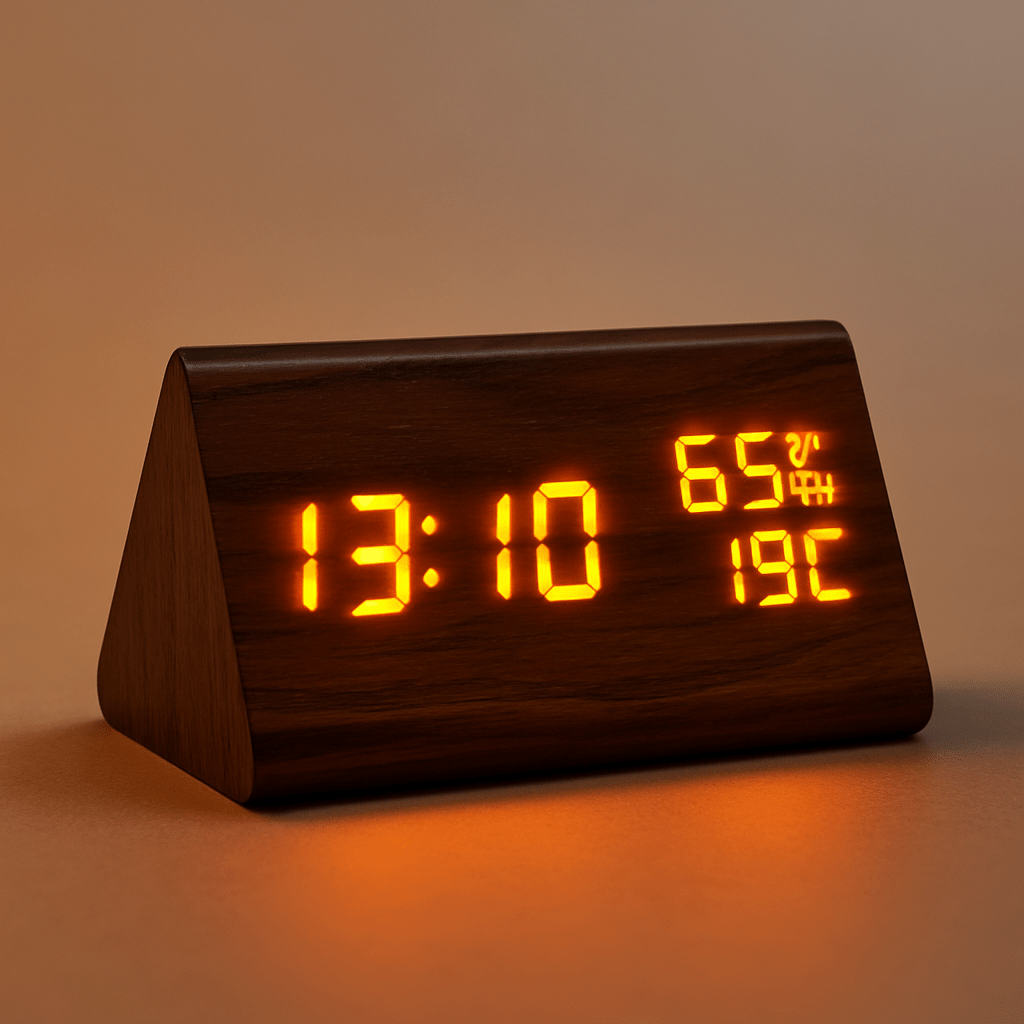 Digitale Houten Wekker met Temperatuurweergave