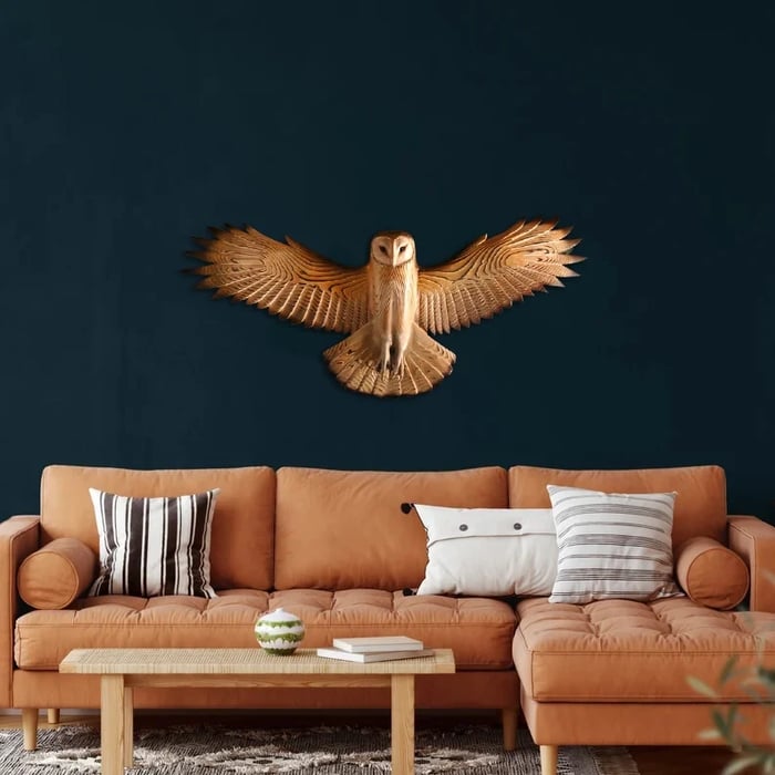 Majestueus Houten Wanddecoratie Uil