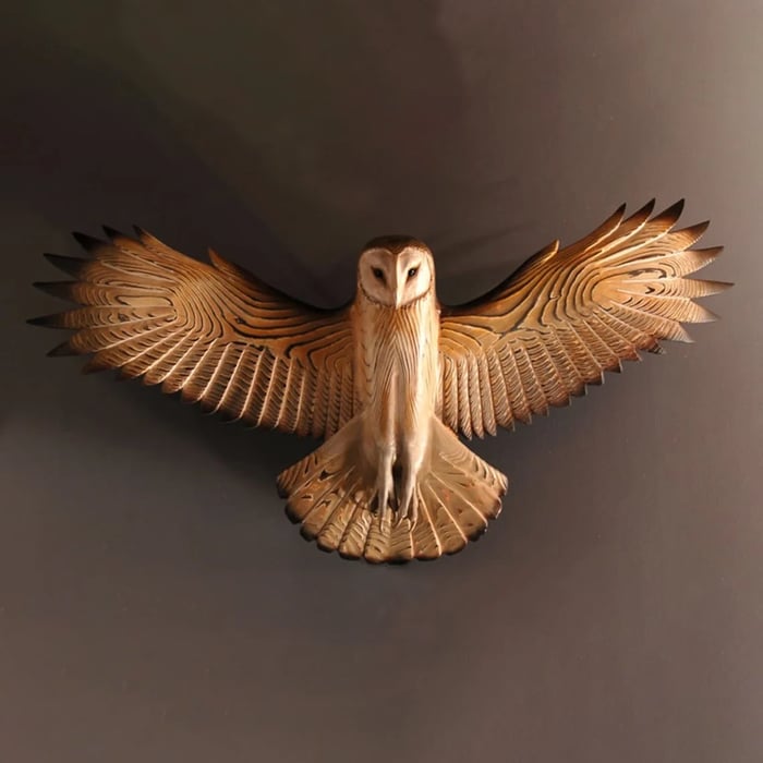 Majestueus Houten Wanddecoratie Uil