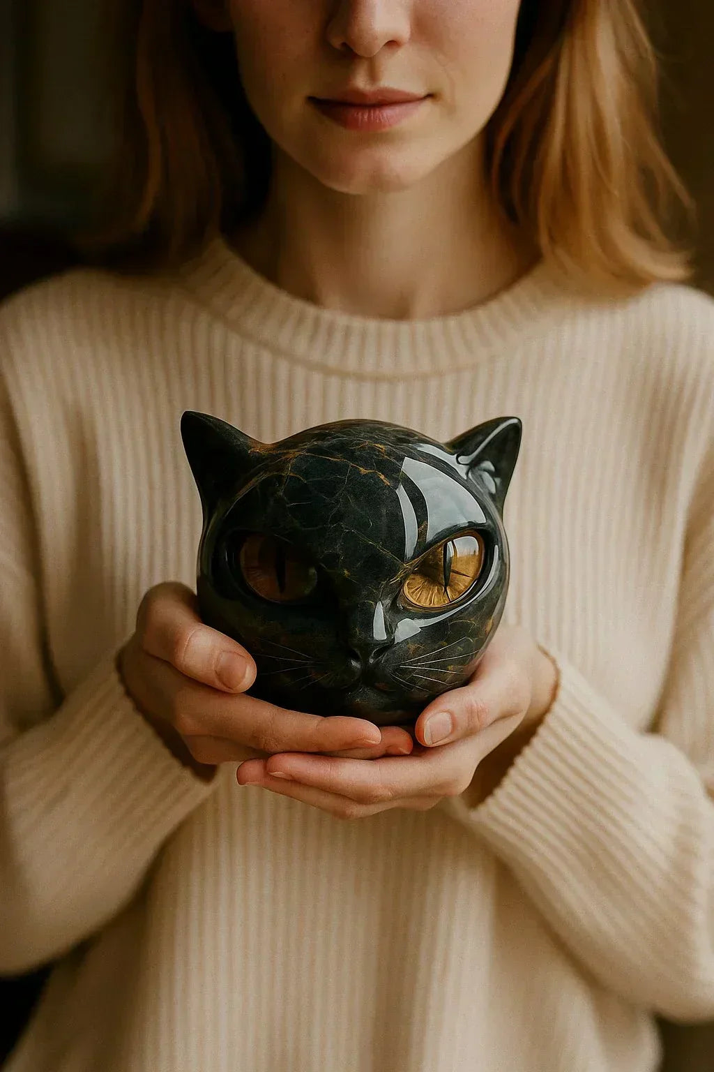 NoirCat Sculptuur zwarte kat hoofd