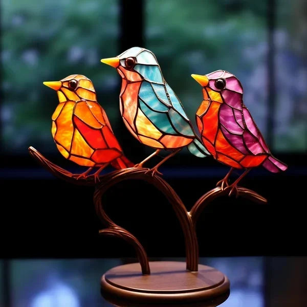 Gekleurde Acryl Vogels op Tak Decoratie