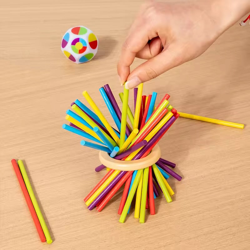 Montessori houten stoktoren spel met dobbelsteen