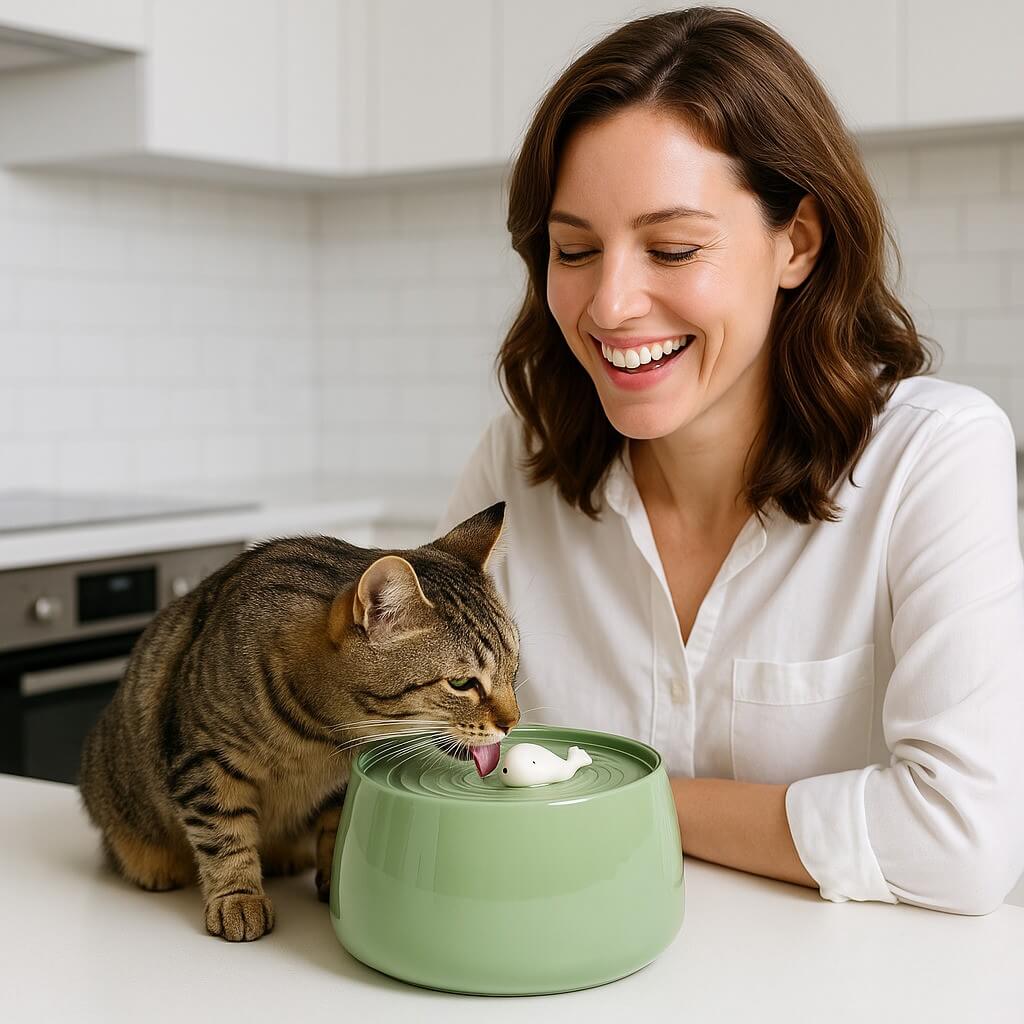 Keramische drinkfontein voor katten