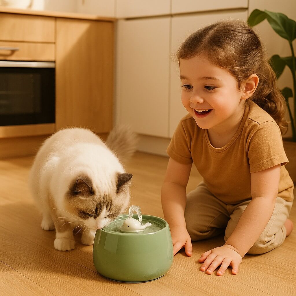 Keramische drinkfontein voor katten