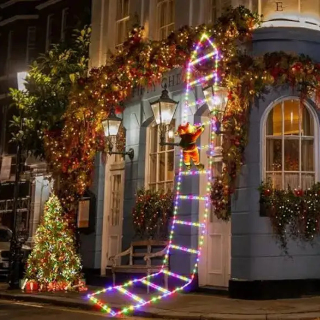 Klimmende Kerstman Decoratie met LED