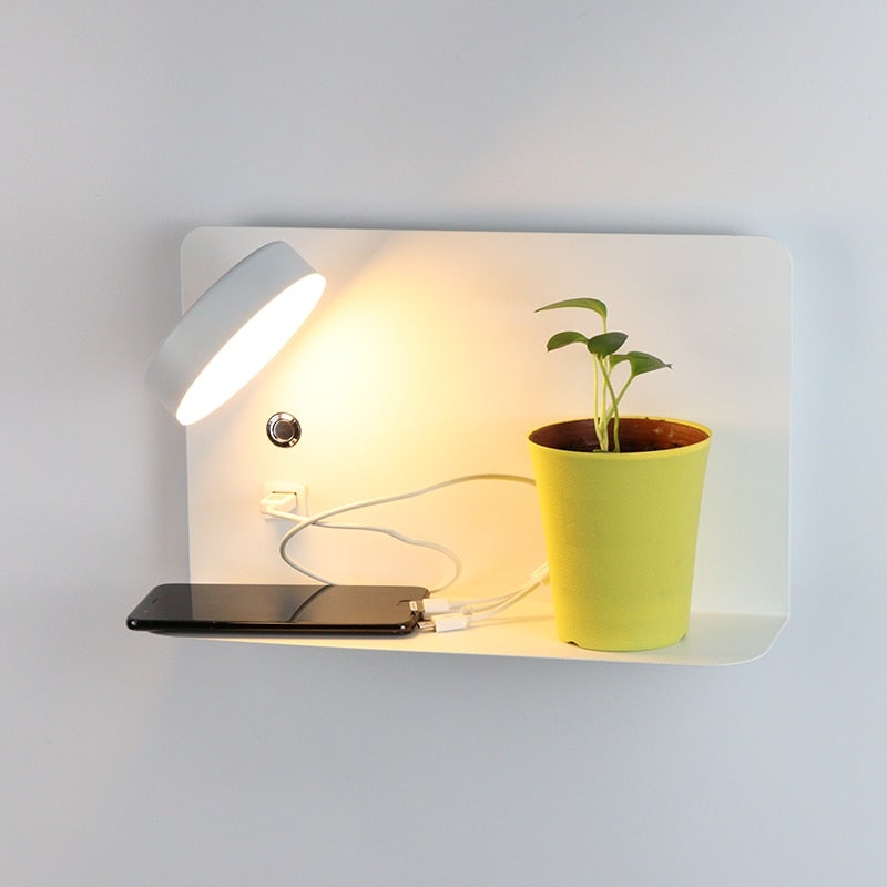 Moderne LED Wandlamp Met USB-Oplaadpoort
