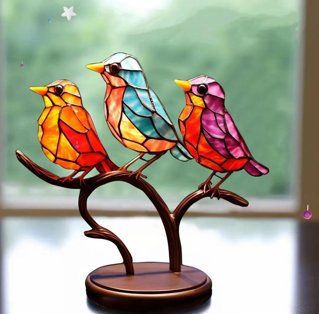 Kleurrijke vogel raamdecoratie
