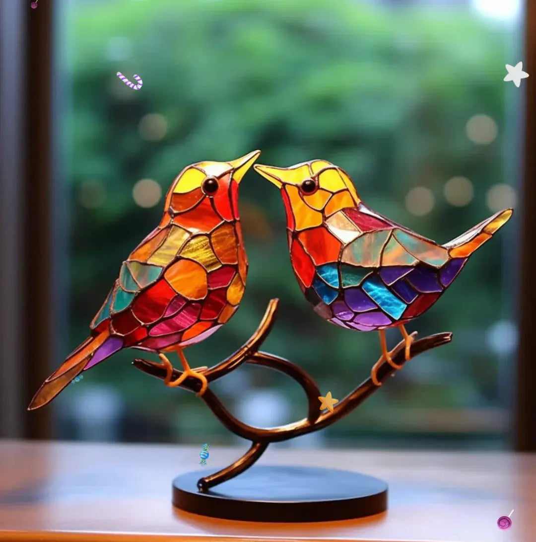 Kleurrijke vogel raamdecoratie