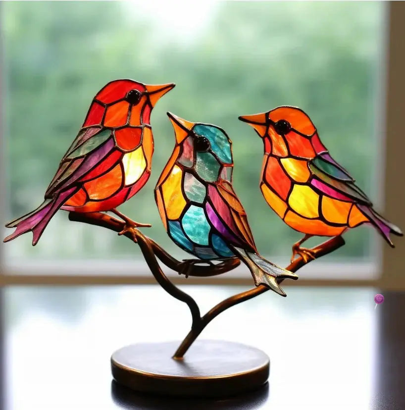 Kleurrijke vogel raamdecoratie