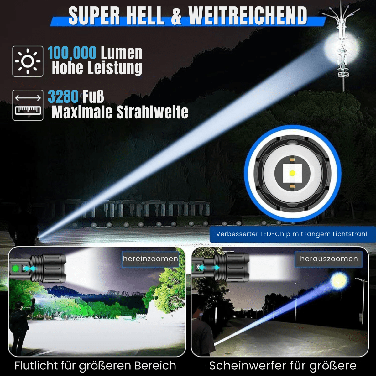 UltraBeam oplaadbare LED zaklamp