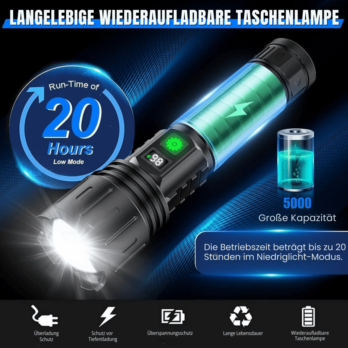 UltraBeam oplaadbare LED zaklamp