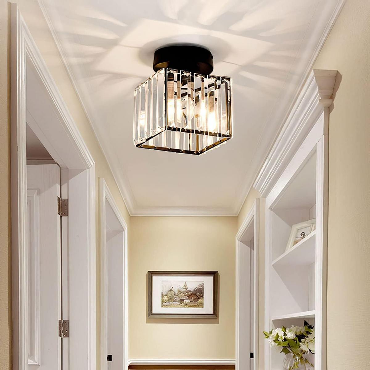 Kristallen Plafondlamp met Messing Accent