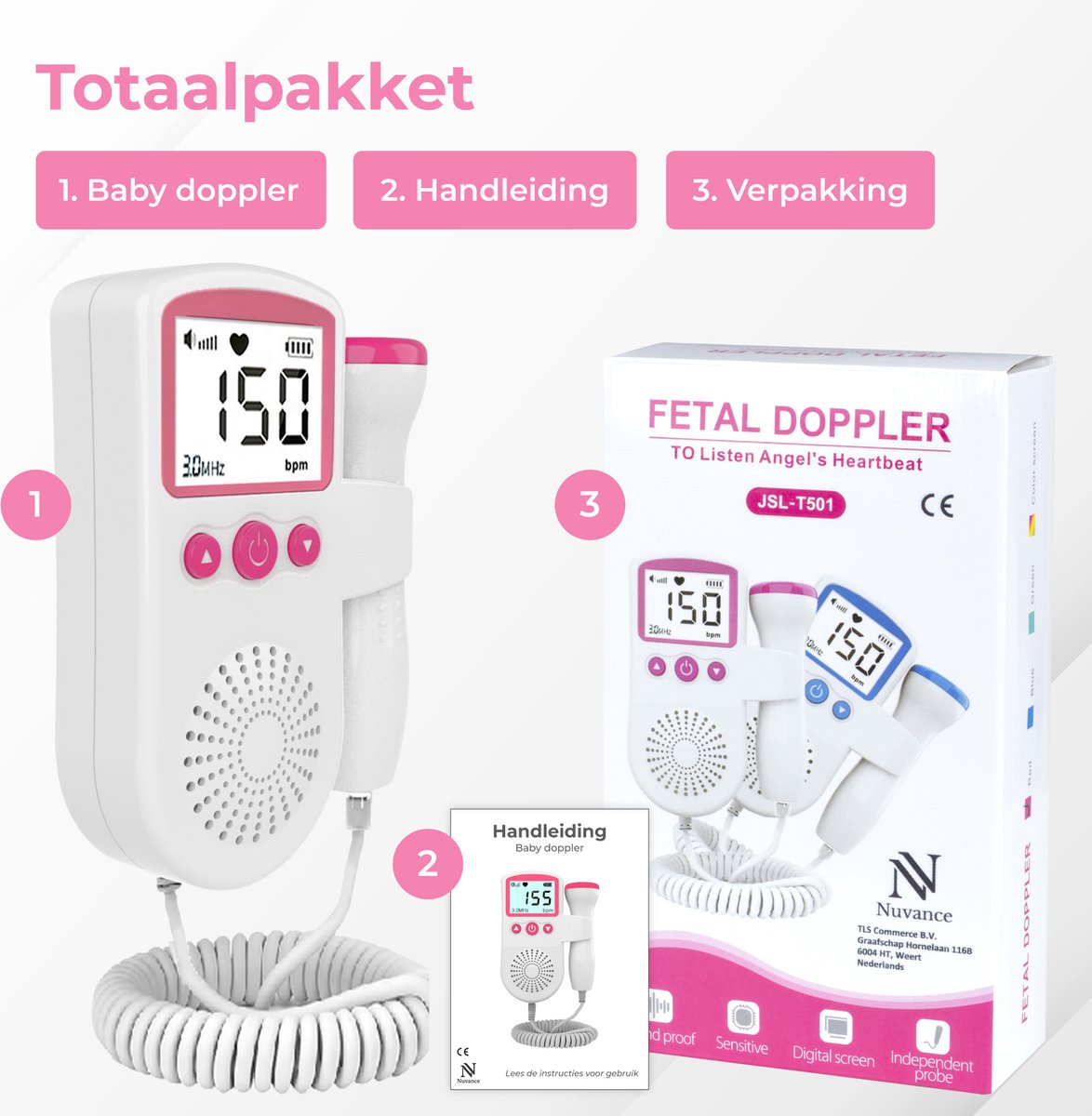 Baby Doppler draagbare hartslagmonitor