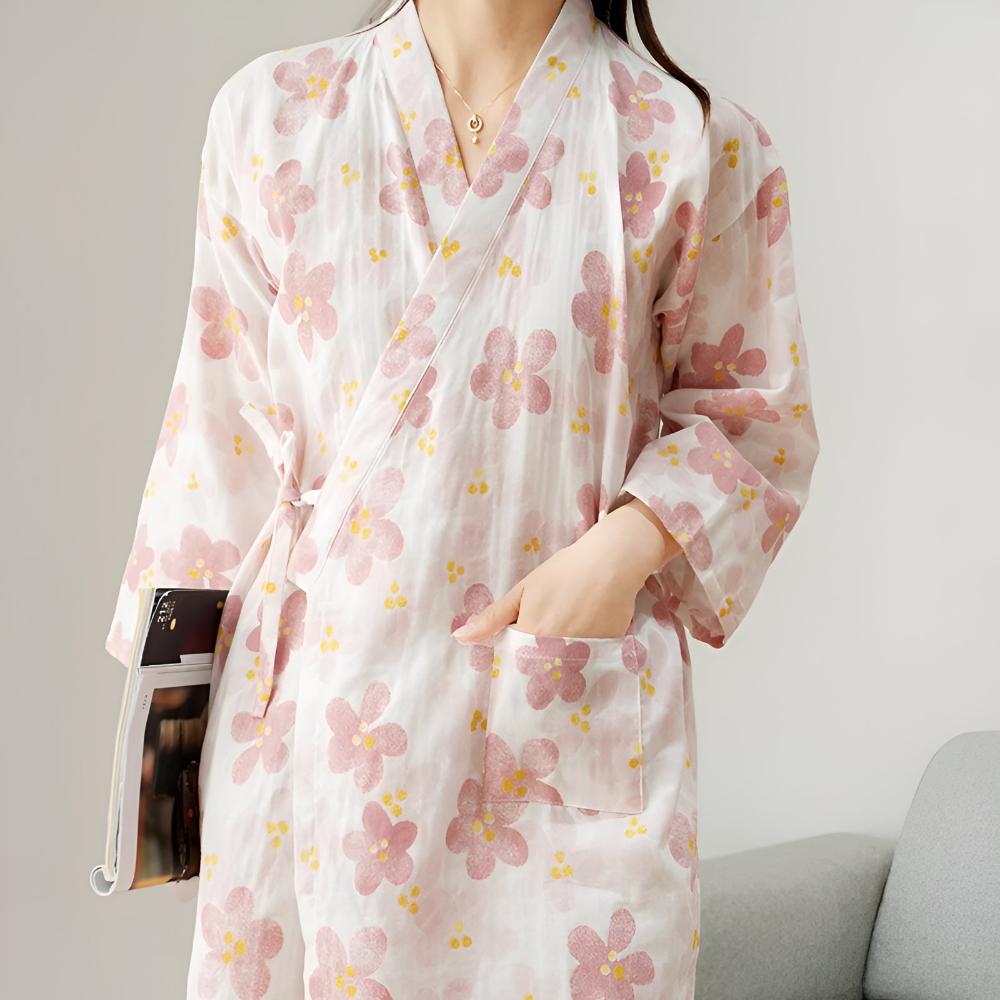 Katoenen badjas met Japanse stijl