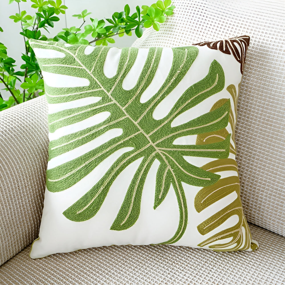 LeafLuxe Kussenhoes Met Bladerpatroon