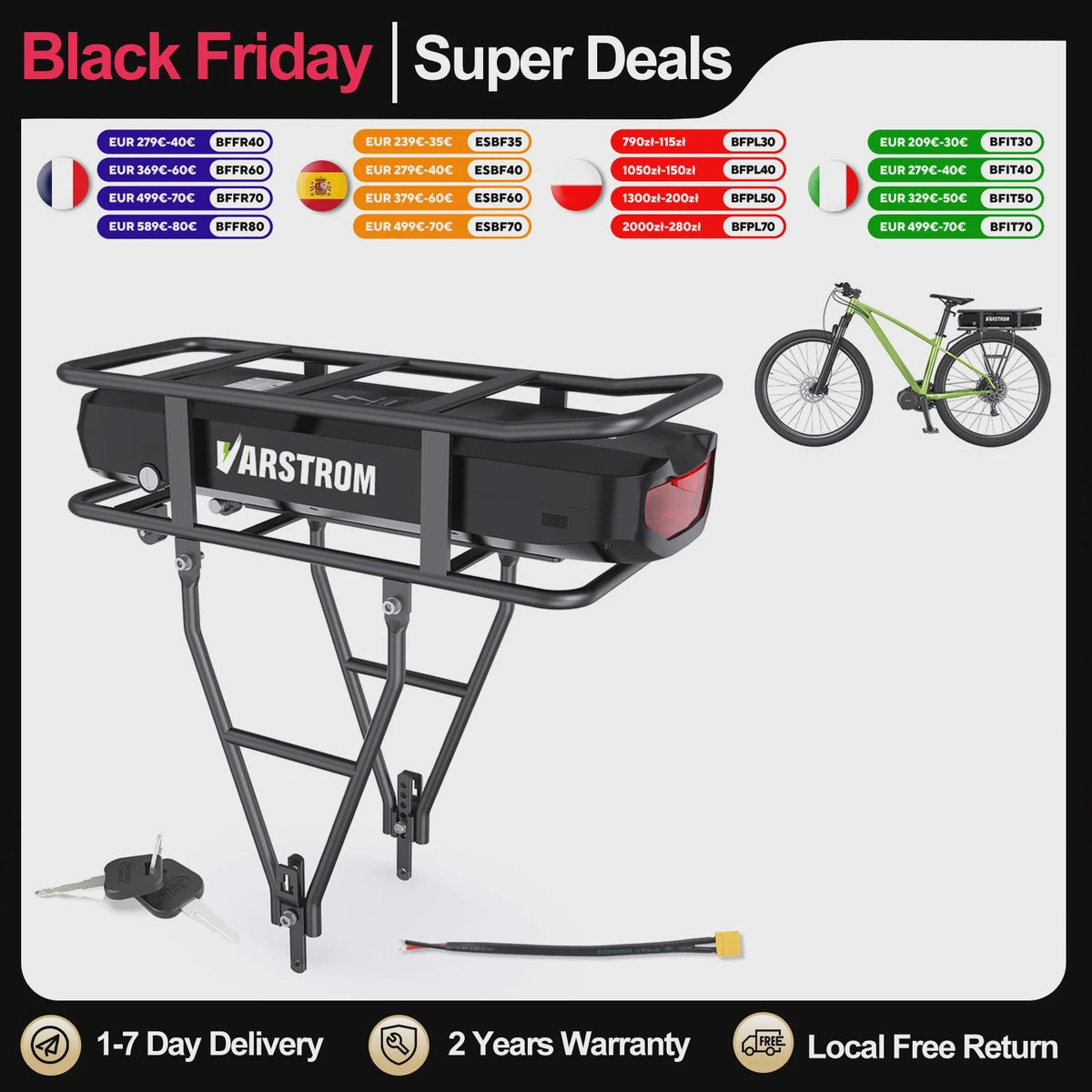Lithium E-Bike Achterdrager Batterij