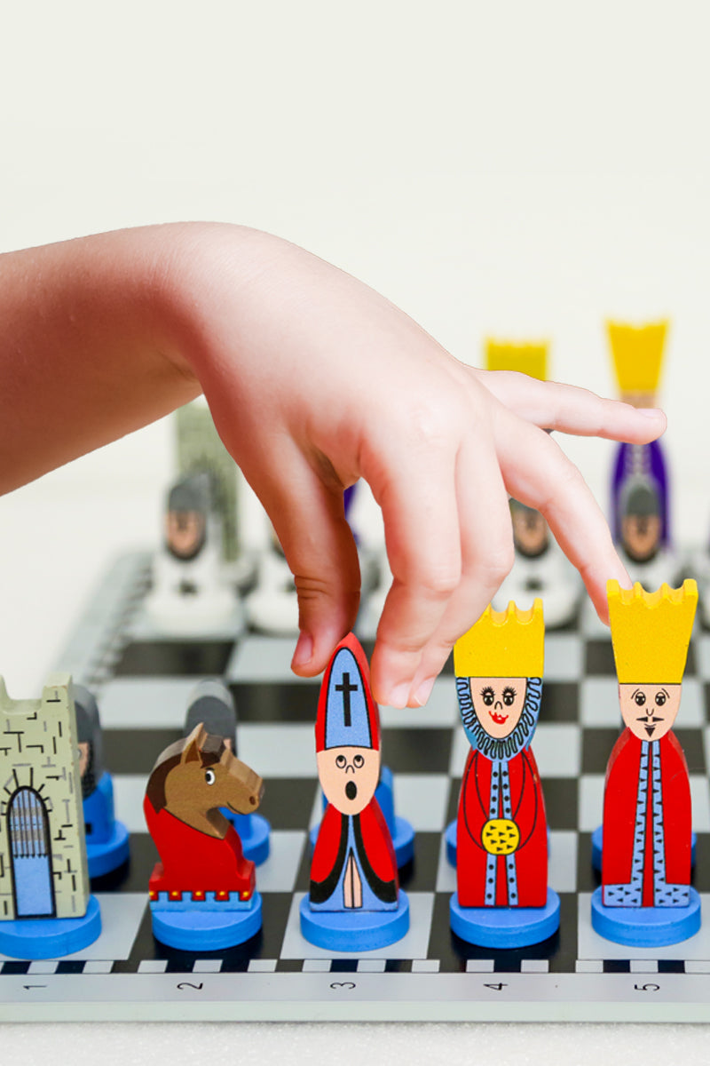 Educatief houten kinderschaakspel