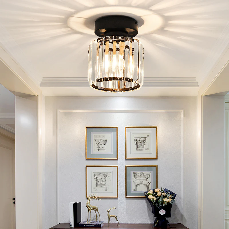 Kristallen Plafondlamp met Messing Accent
