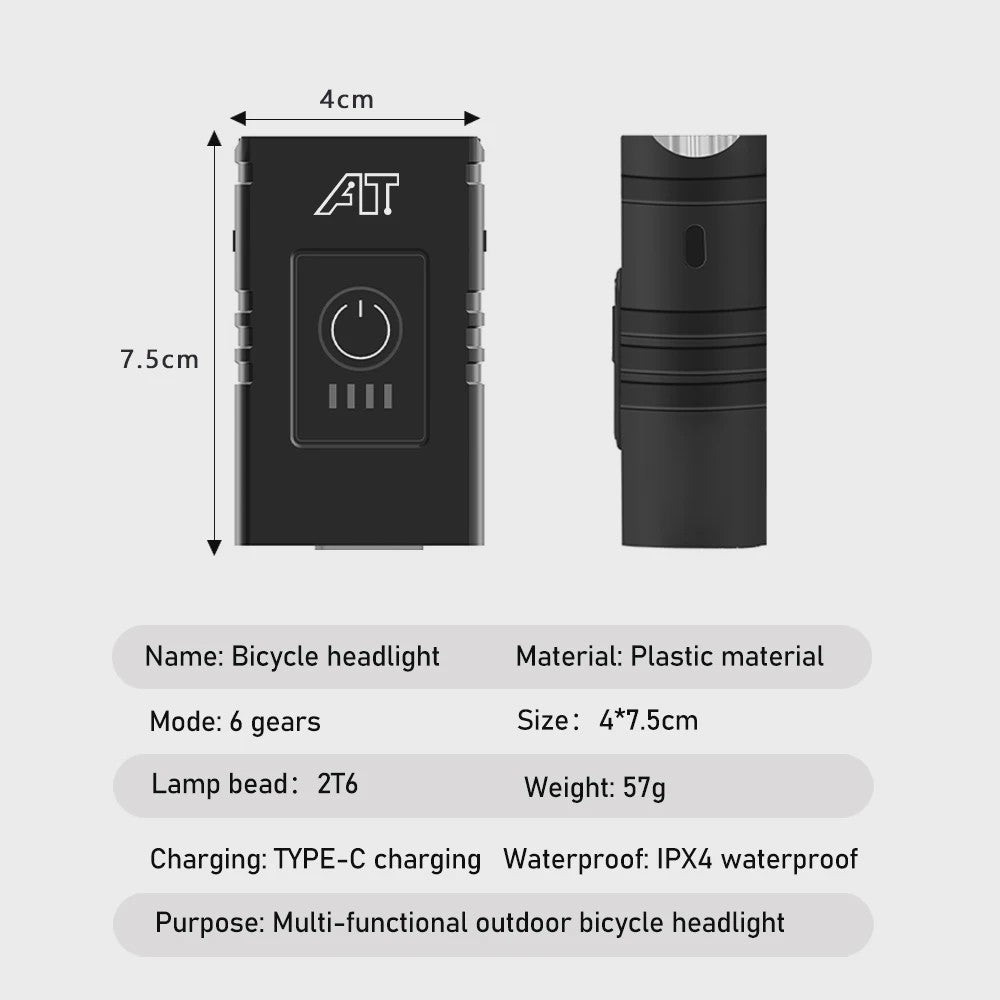 Oplaadbare LED Fietsvoorlamp Type-C