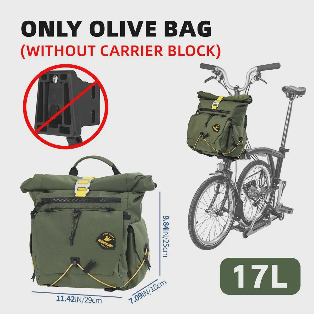 Vouwfiets Tas 17L Quick-Release Stuur- en Mandtas