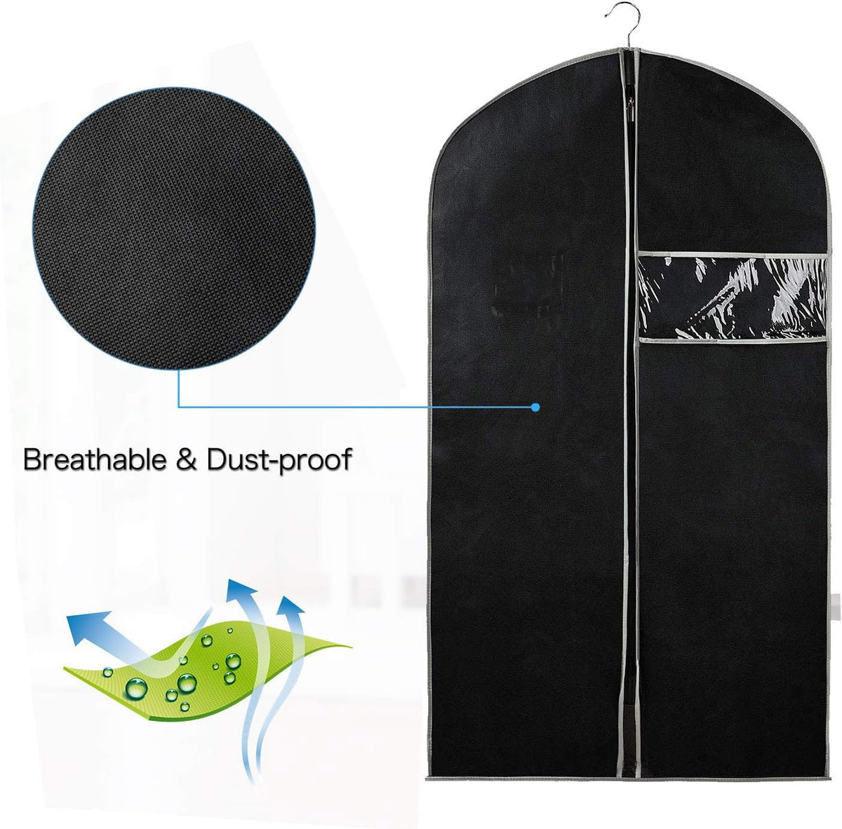 Ademende kledinghoes set met venster 10-pack