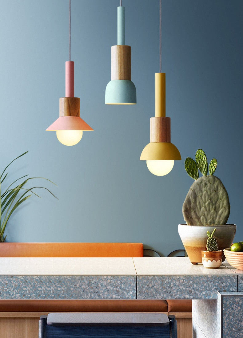Novaro metalen en houten hanglamp
