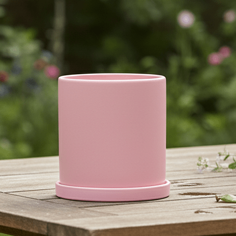 Elegante keramische bloempot met schotel